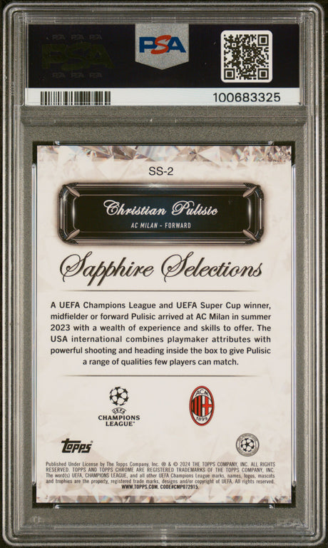 2023-24 Topps Chrome Sapphire Christian Pulisic Selections Orange /25 PSA 10