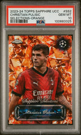 2023-24 Topps Chrome Sapphire Christian Pulisic Selections Orange /25 PSA 10
