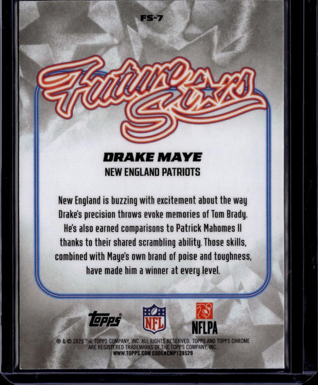 2025 Topps Chrome #FS-7 Drake Maye Future Stars Blue Refractor