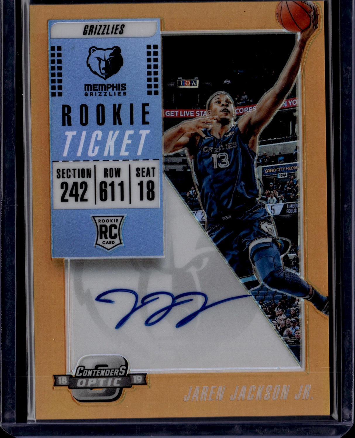 2018-19 Panini Contenders Optic #115 Jaren Jackson Jr. Auto Orange /25