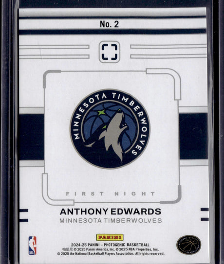 2024-25 Panini Photogenic #2 Anthony Edwards First Night Maze /25