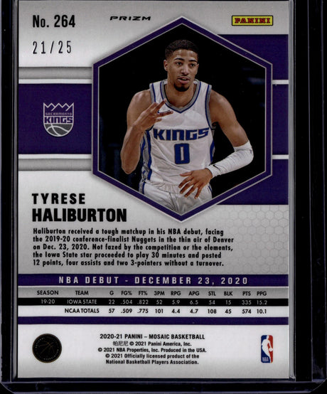 2020-21 Panini Mosaic #264 Tyrese Haliburton Mosaic White