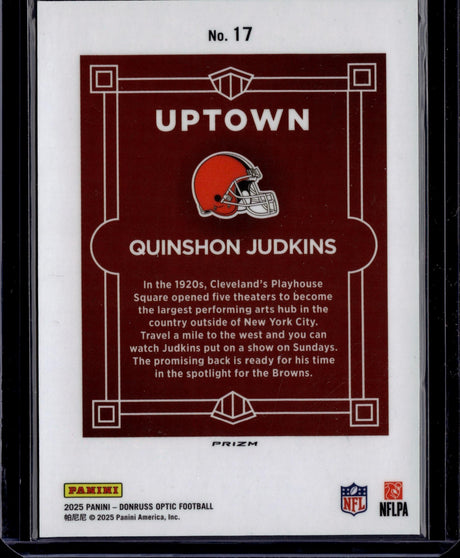 2025 Donruss Optic #17 Quinshon Judkins Uptown