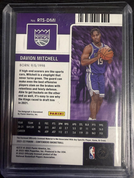 2021-22 Contenders Davion Mitchell Rookie Ticket Swatches Auto /10