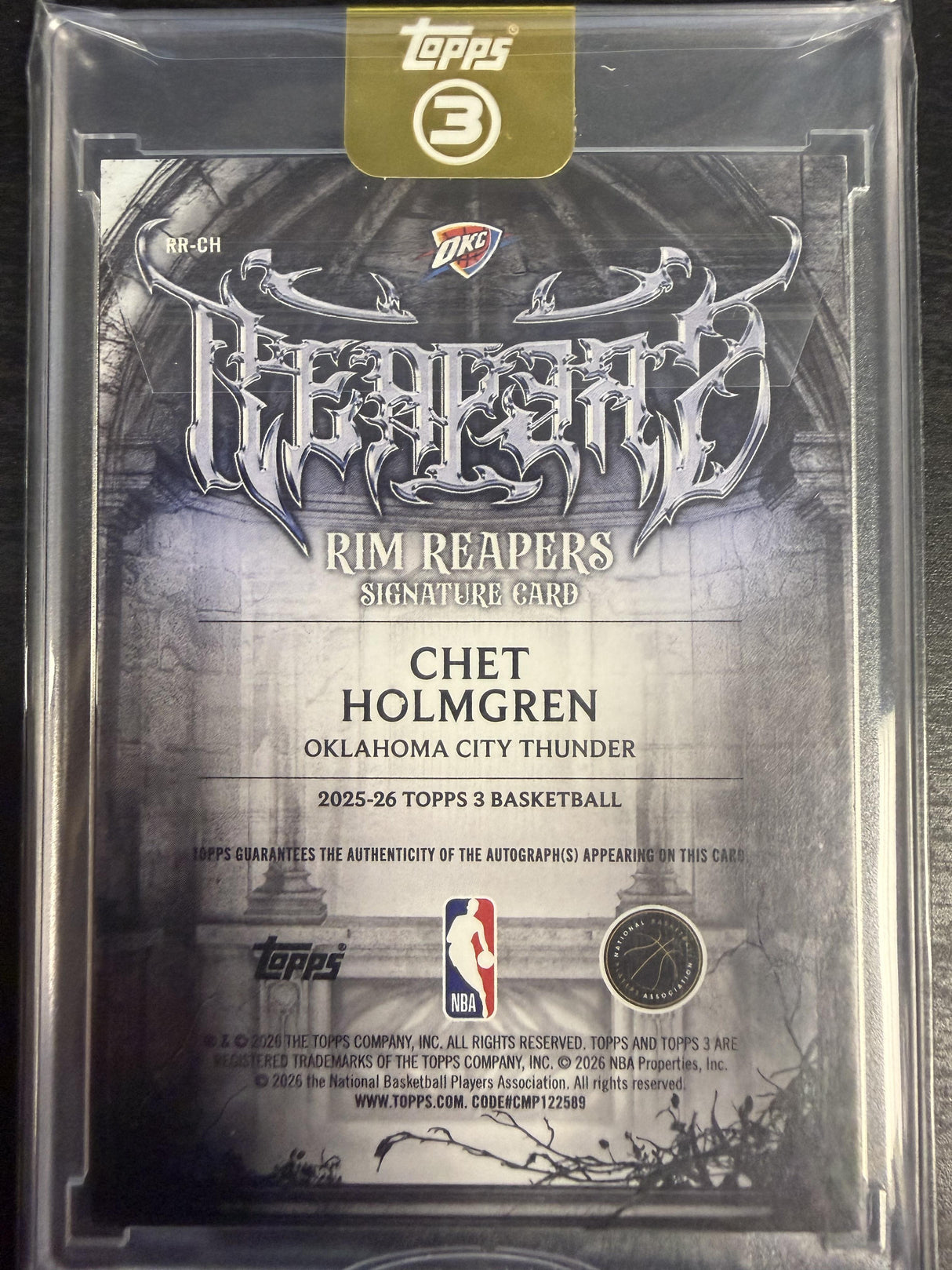 2025-26 Topps 3 Chet Holmgren Rim Reapers Signatures Platinum 1/1
