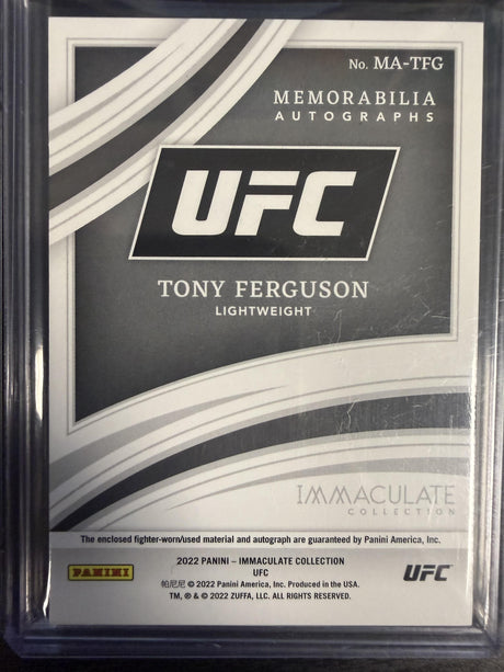 2022 Panini Immaculate UFC Tony Ferguson Memorabilia Auto /99