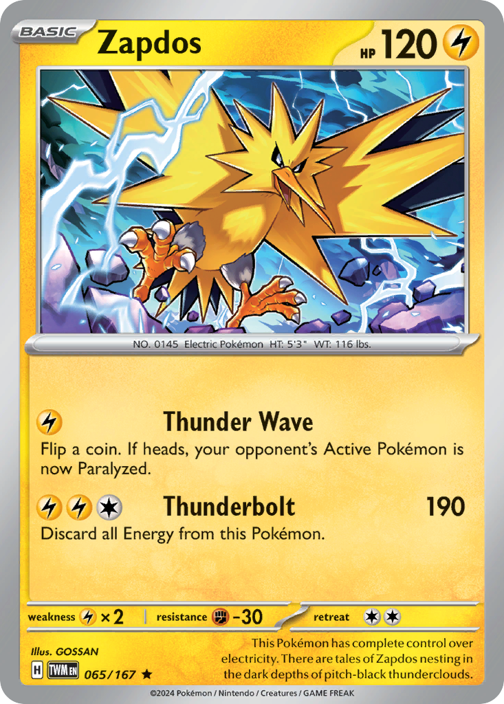 Zapdos (65/167) - [Holo Foil] Twilight Masquerade (TWM)