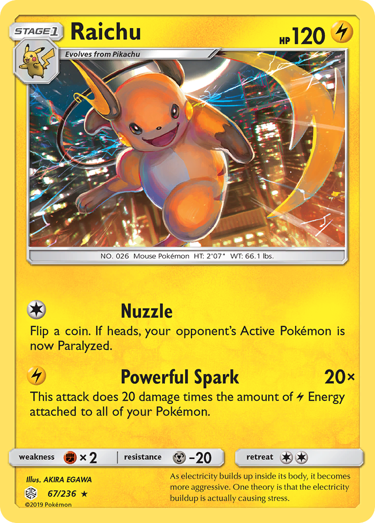 Raichu (67/236) - [Reverse Holo] Cosmic Eclipse (CEC)