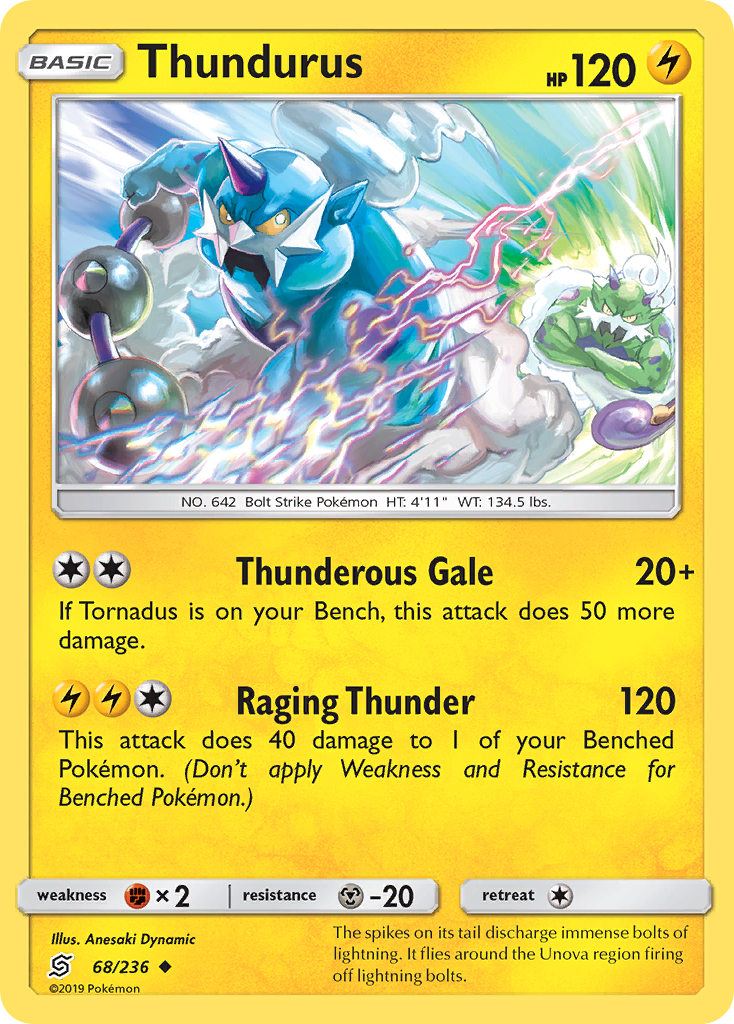 Thundurus (68/236) - [Reverse Holo] Unified Minds (UNM)