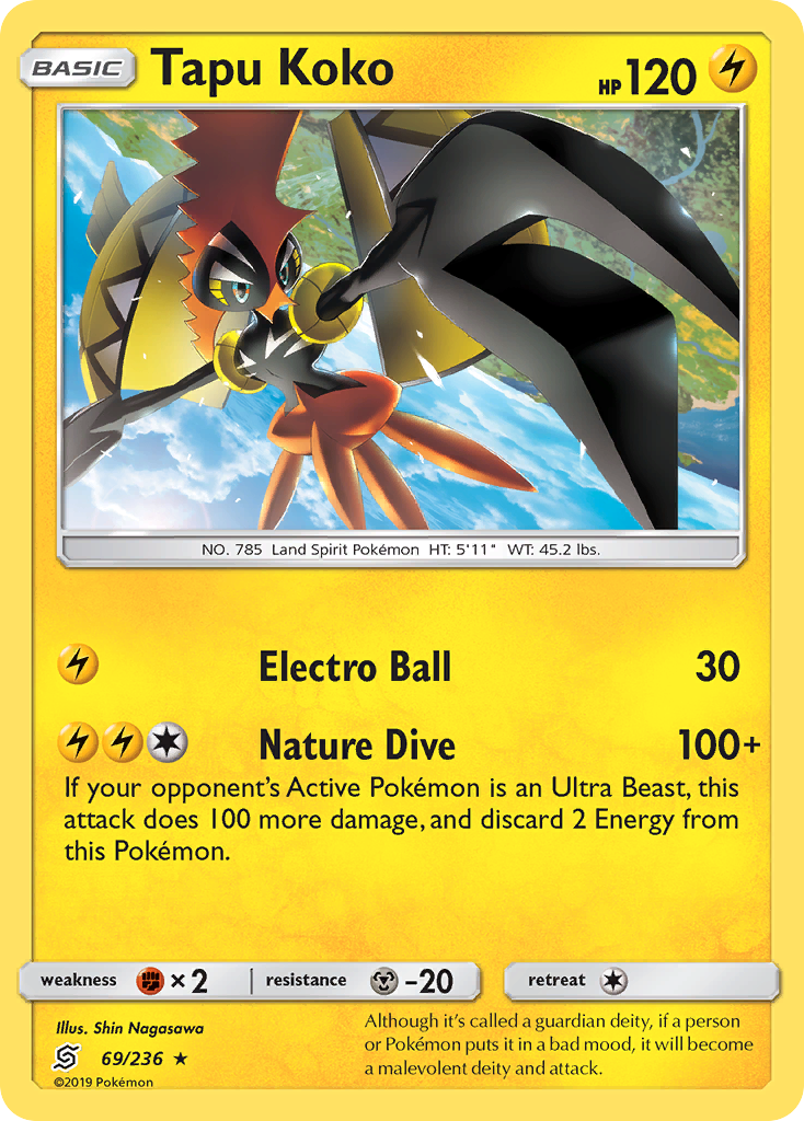 Tapu Koko (69/236) - [Reverse Holo] Unified Minds (UNM)