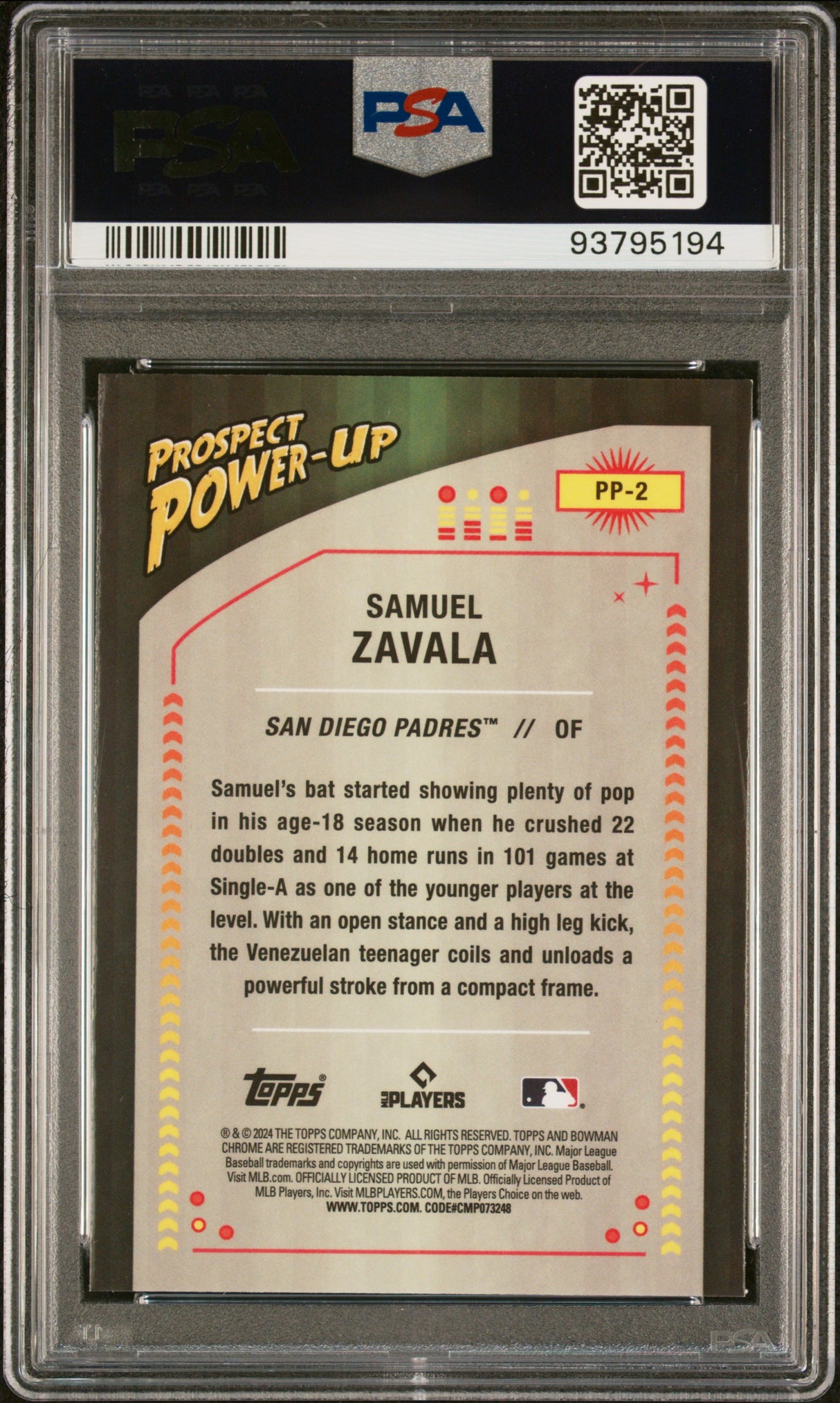 2024 Bowman Prospect Power-Up #PP2 Samuel Zavala PSA 10