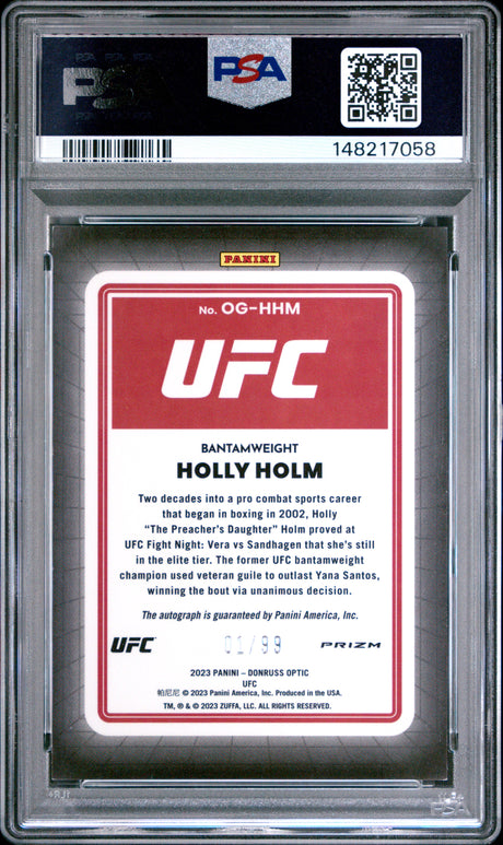 2023 Optic Holly Holm Opti-Graphs Blue Auto /99 PSA 8