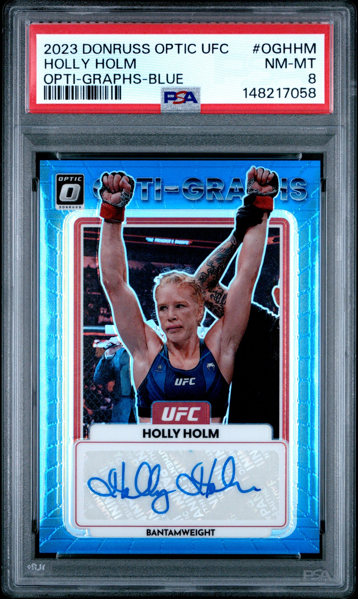 2023 Optic Holly Holm Opti-Graphs Blue Auto /99 PSA 8