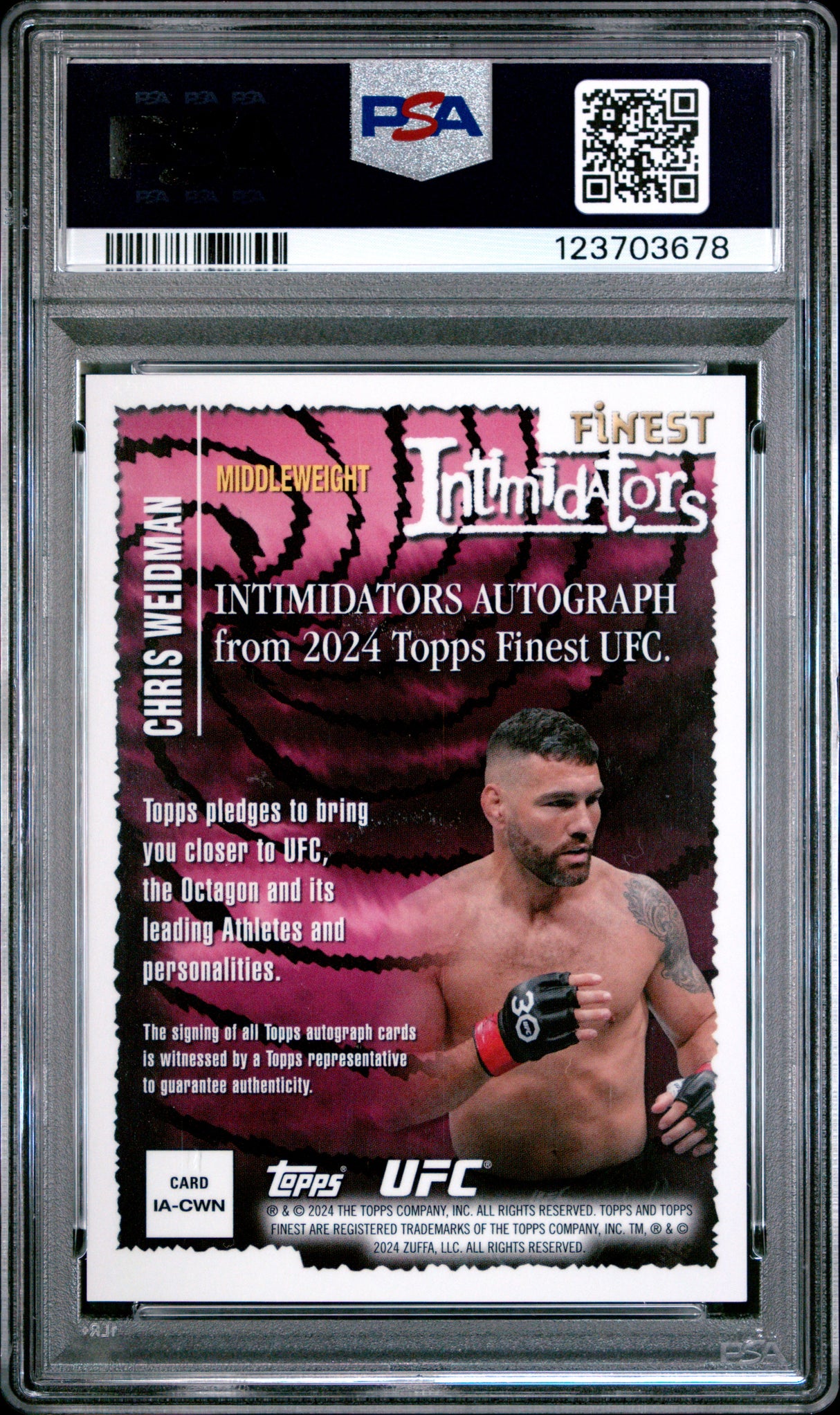 2024 Topps Finest Chris Weidman Intimidators Auto Gold /50 PSA 9