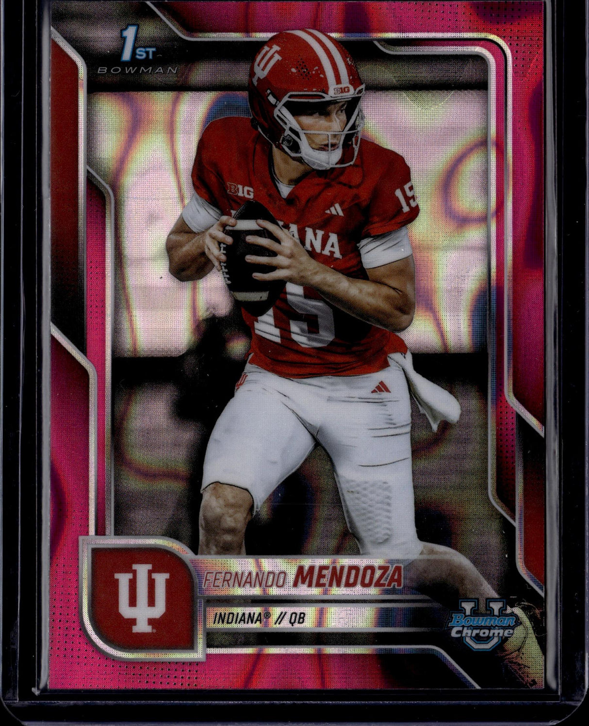 2025 Bowman University Chrome #109 Fernando Mendoza Pink Lava Refractor