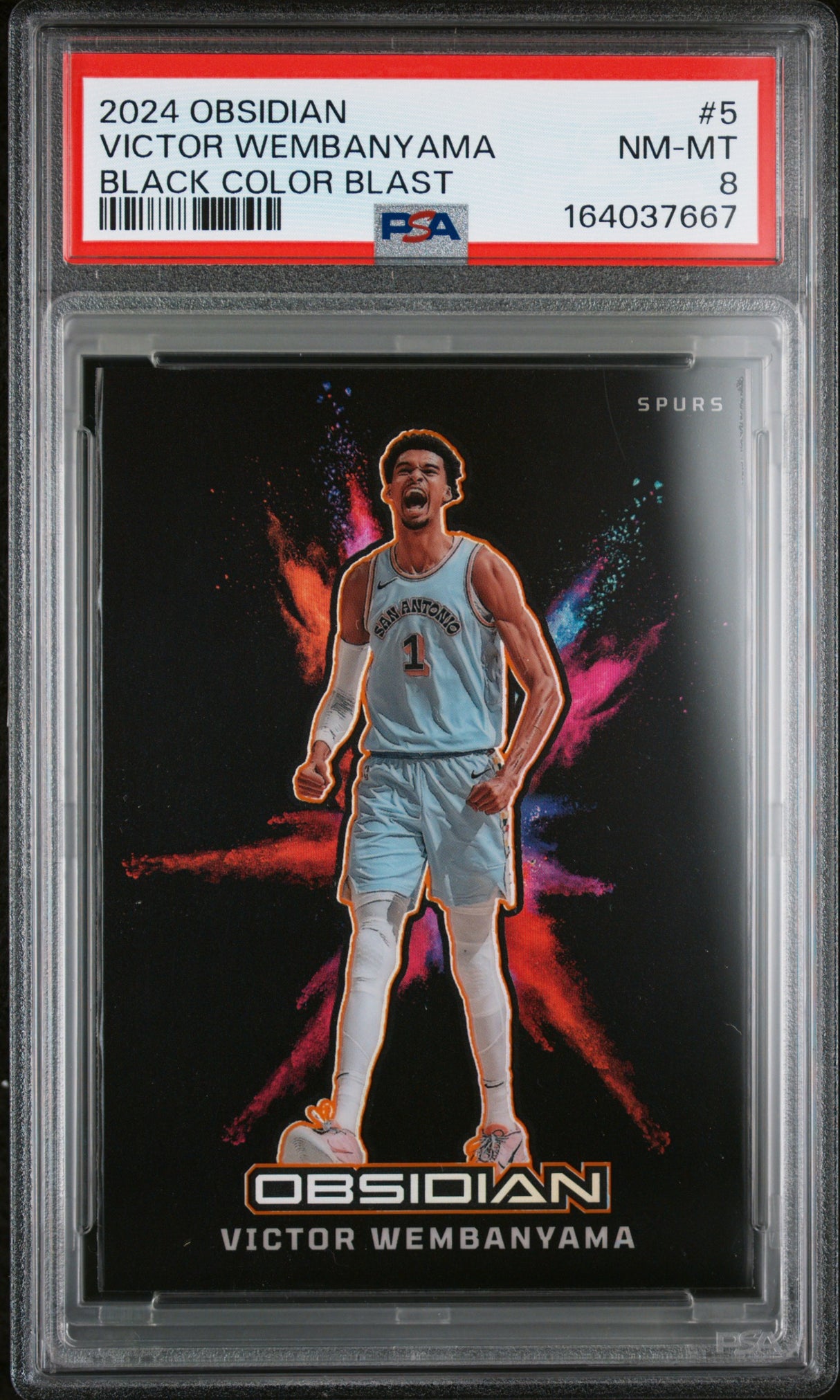 2024 Panini Obsidian Black Color Blast #5 Victor Wembanyama PSA 8