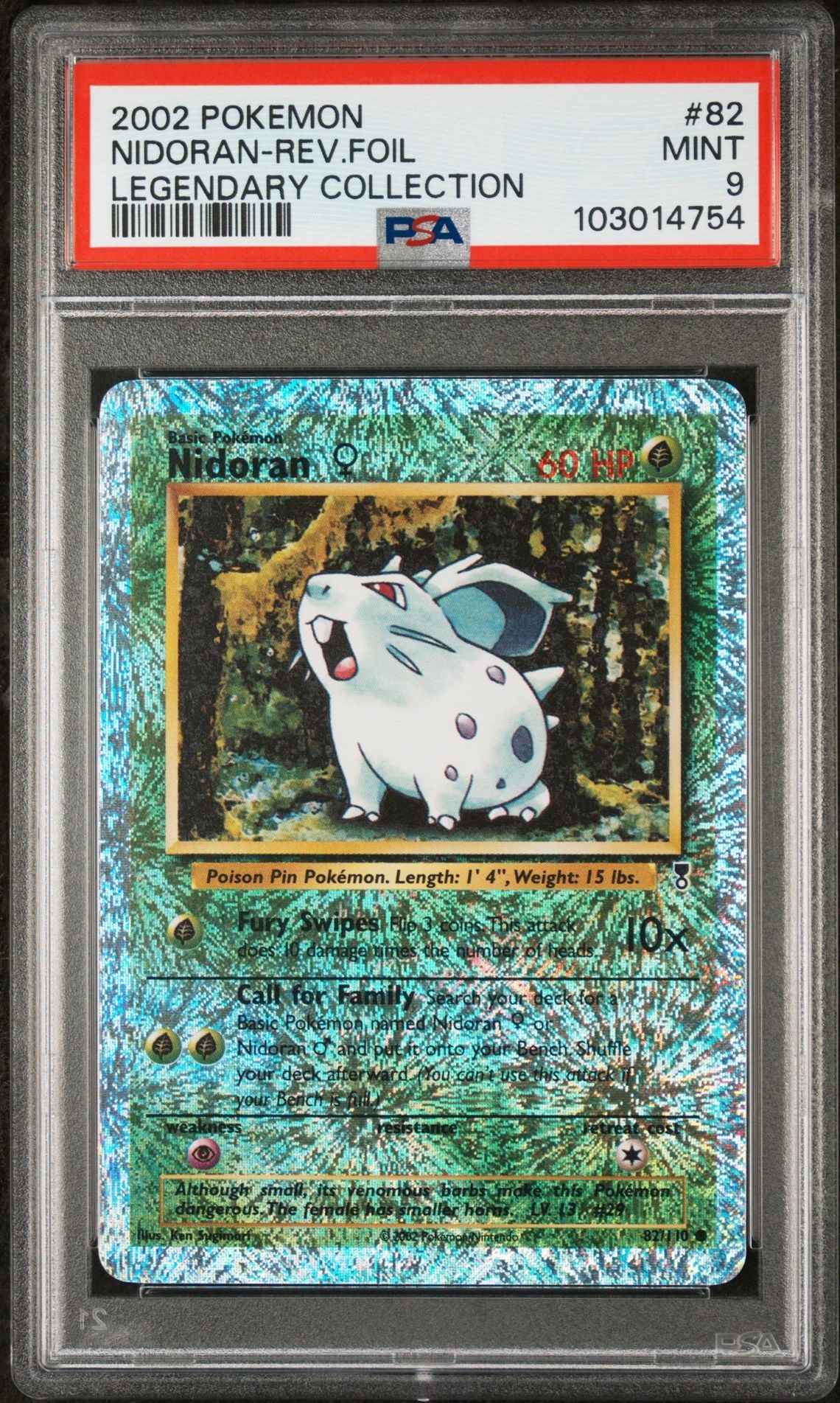 Nidoran #82 - [Reverse Holo, Graded PSA 9] Legendary Collection
