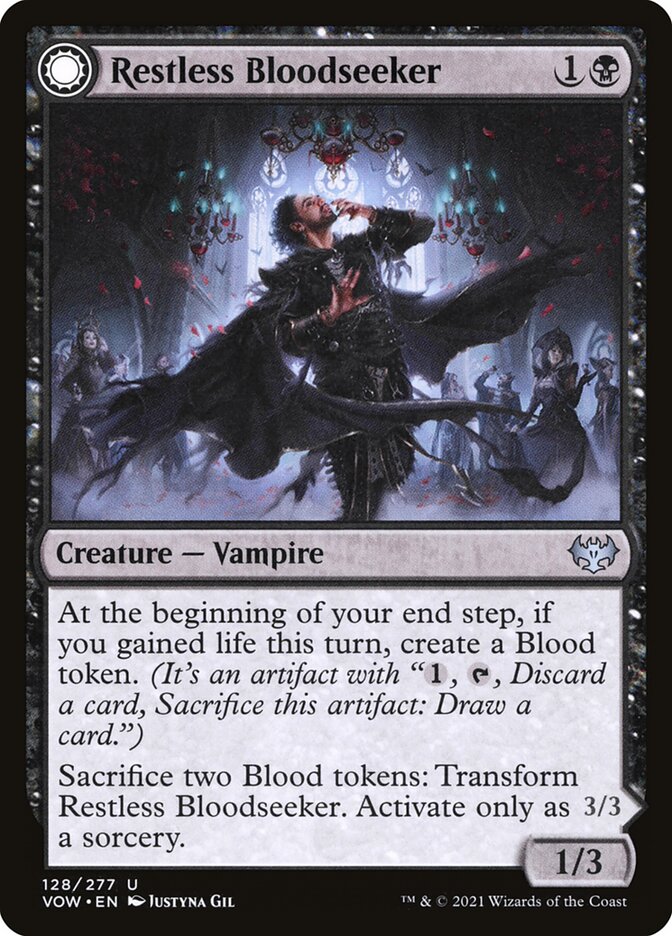Restless Bloodseeker // Bloodsoaked Reveler (128) - Innistrad: Crimson Vow (VOW)