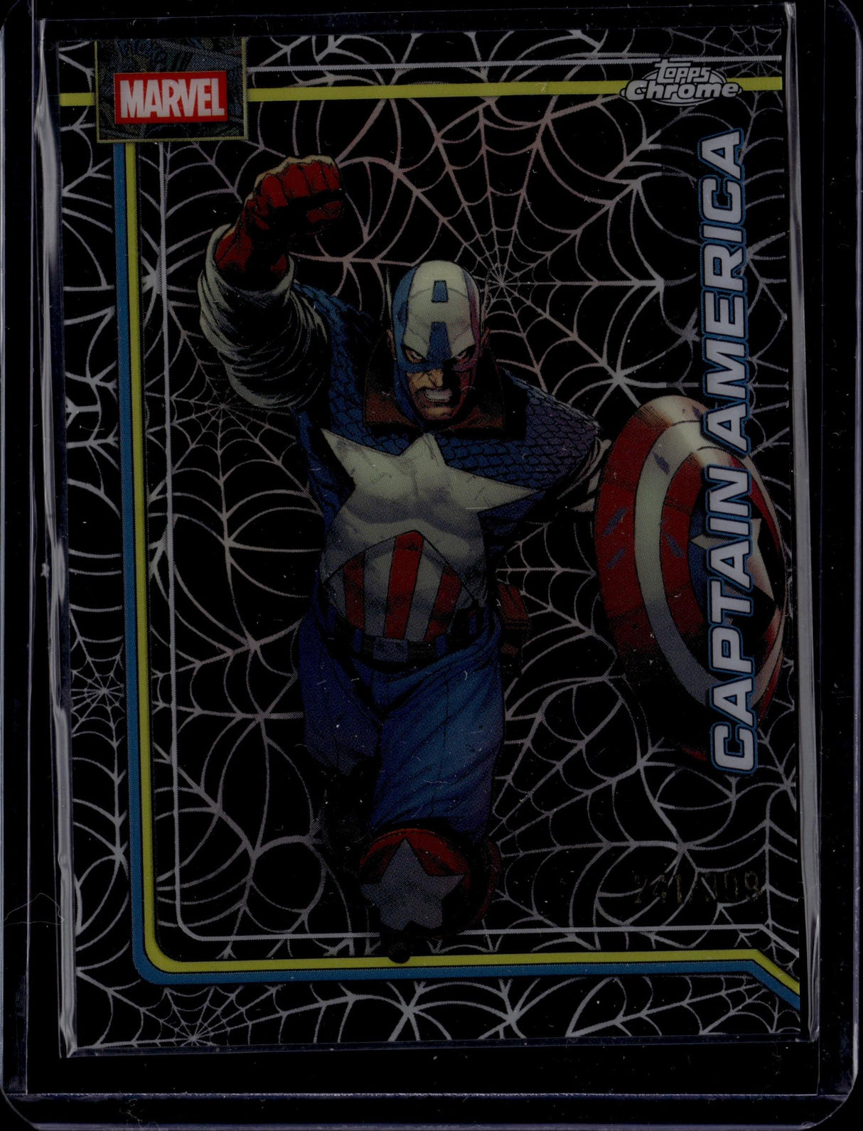 2026 Topps Chrome Marvel Comics #19 Captain America Spider-Web Refractor