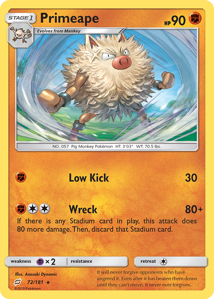 Primeape (72/181) - [Reverse Holo] Team Up (TEU)