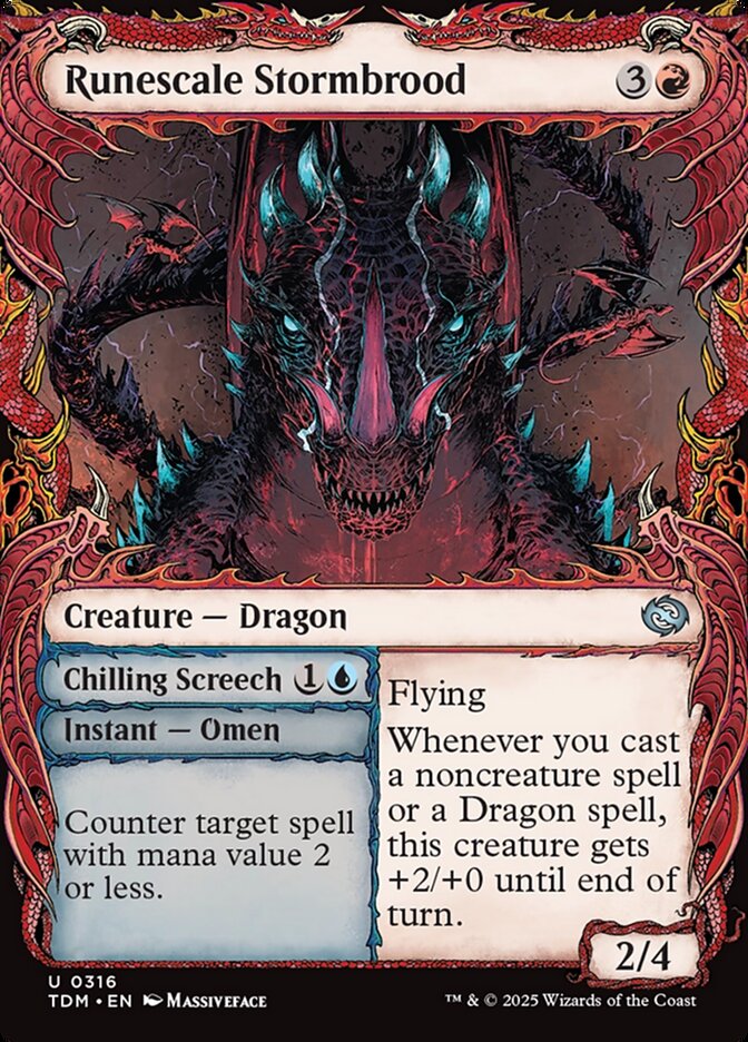 Runescale Stormbrood // Chilling Screech (316) - [Foil, Showcase] Tarkir: Dragonstorm (TDM)