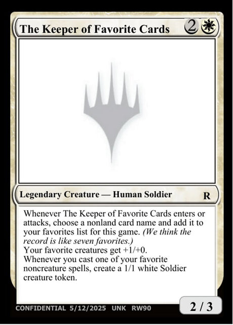 The Keeper of Favorite Cards (RW90c) - Unknown Event (UNK)