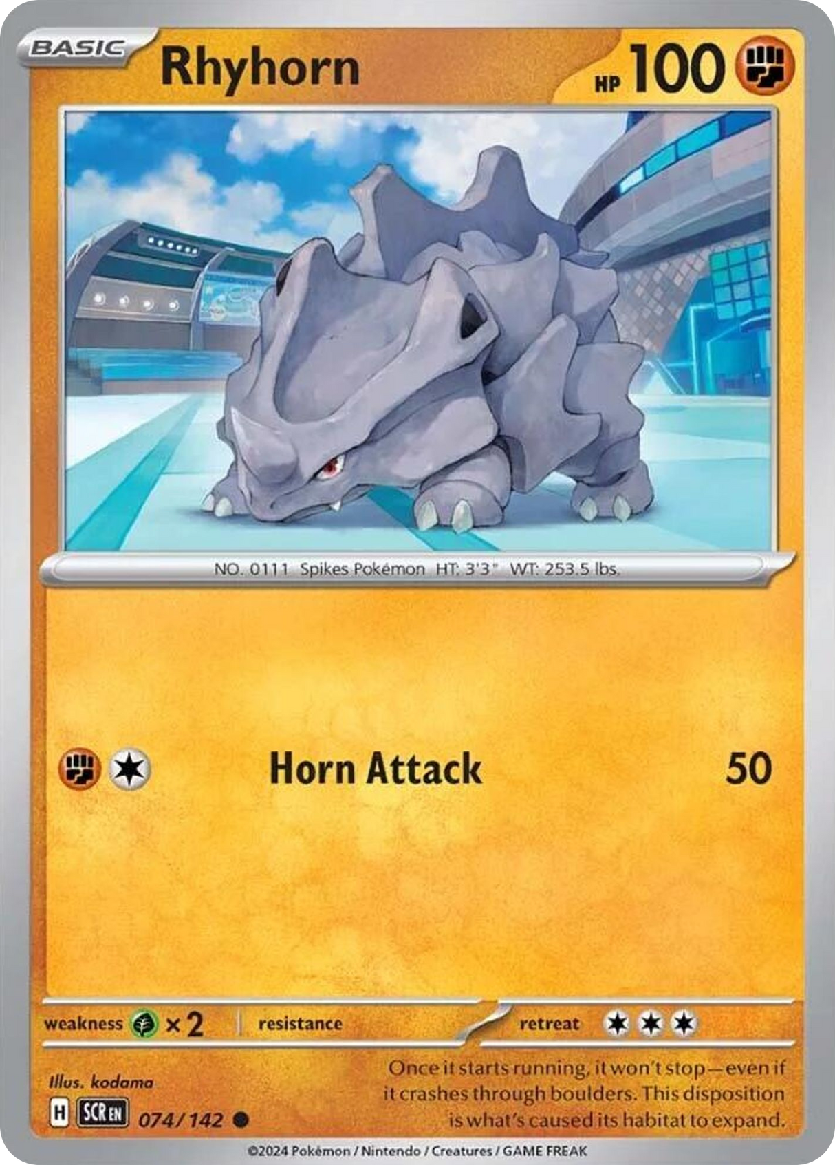 Rhyhorn (74/142) - [Reverse Holo] Stellar Crown (SCR)