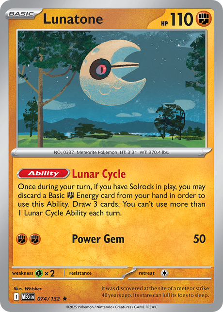 Lunatone (74/132) - [Reverse Holo] Mega Evolution (MEG)