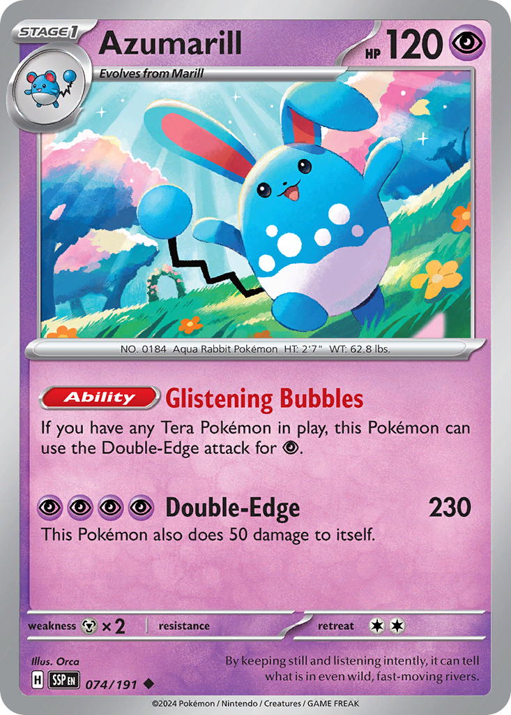 Azumarill (74/191) - [Reverse Holo] Surging Sparks (SSP)