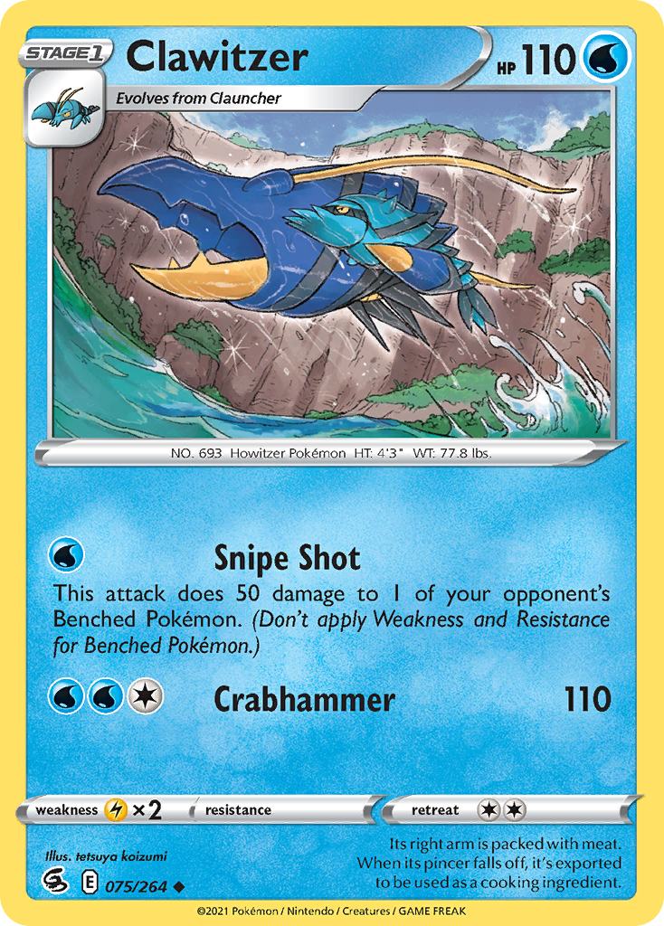 Clawitzer (75/264) - [Reverse Holo] Fusion Strike (FST)