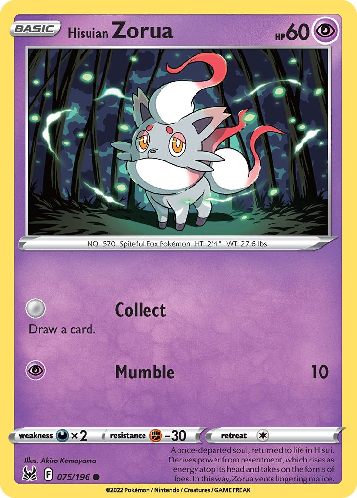 Hisuian Zorua (75/196) - [Reverse Holo] Lost Origin (LOR)