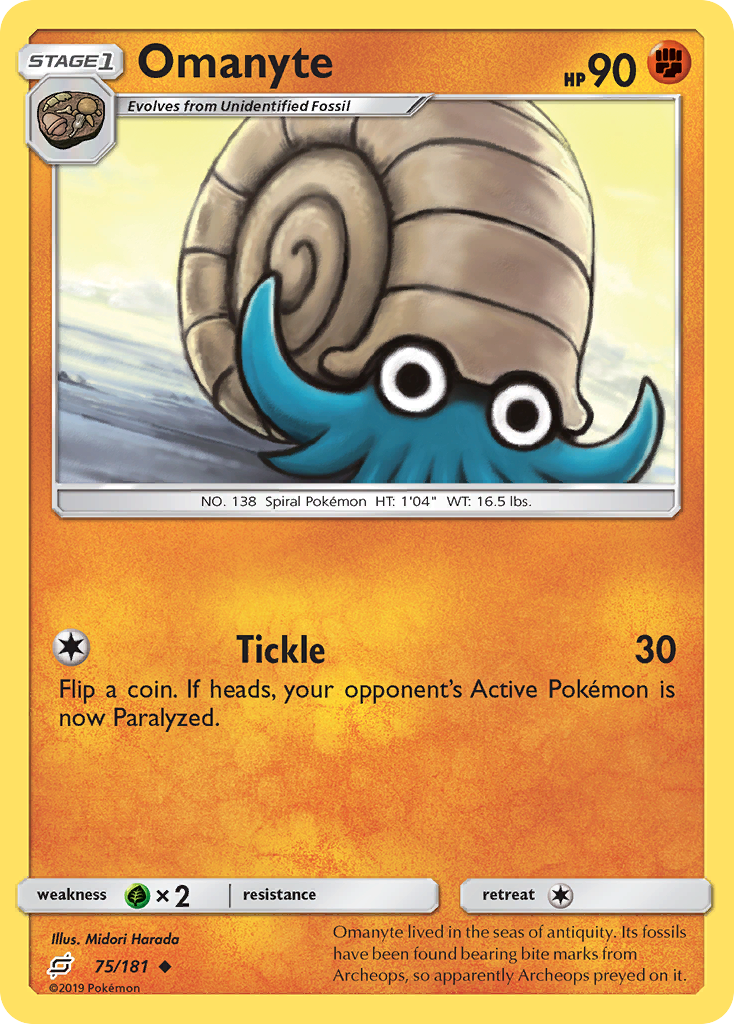 Omanyte (75/181) - [Reverse Holo] Team Up (TEU)