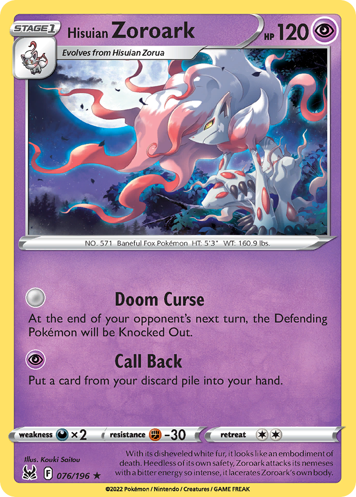 Hisuian Zoroark (76/196) - [Reverse Holo] Lost Origin (LOR)