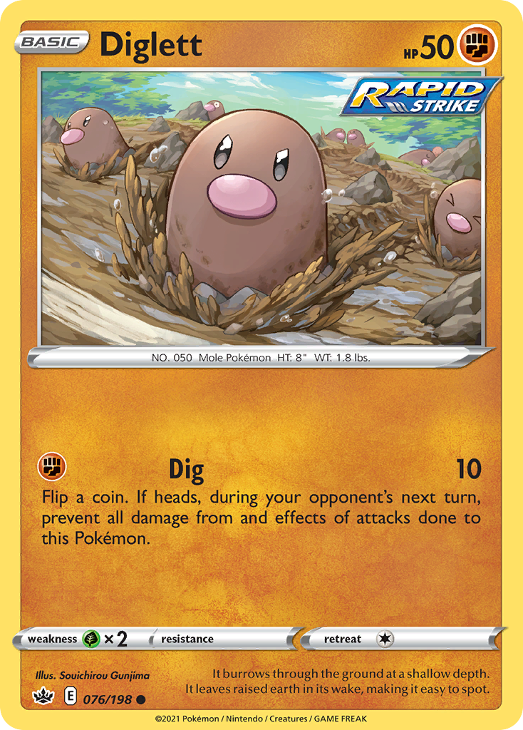 Diglett (76/198) - [Reverse Holo] Chilling Reign (CRE)