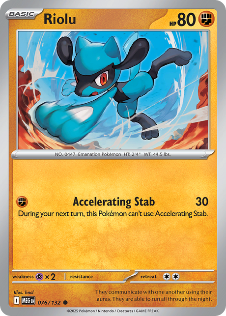 Riolu (76/132) - [Reverse Holo] Mega Evolution (MEG)