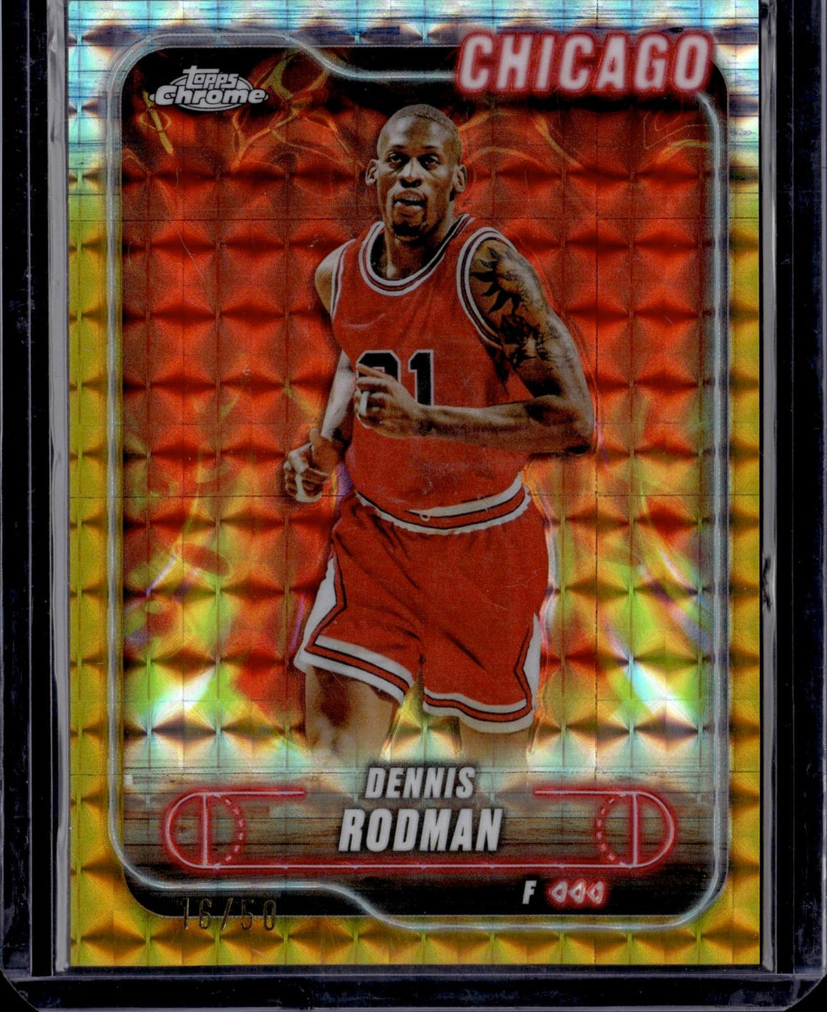 2024-25 Topps Chrome #95 Dennis Rodman Gold Geometric Refractor