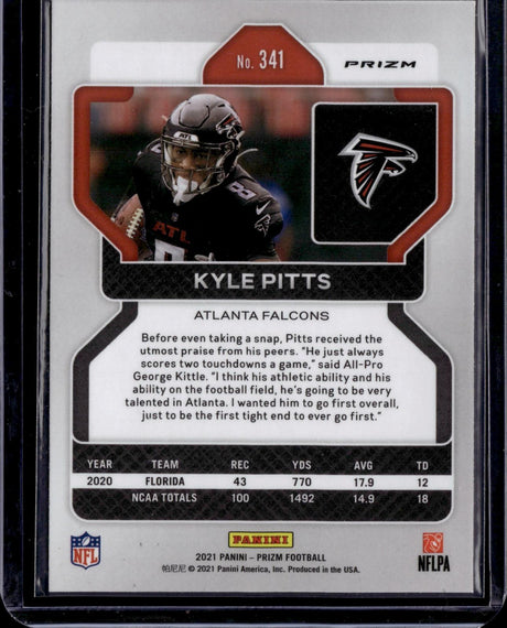 2021 Panini Prizm #341 Kyle Pitts White Sparkle