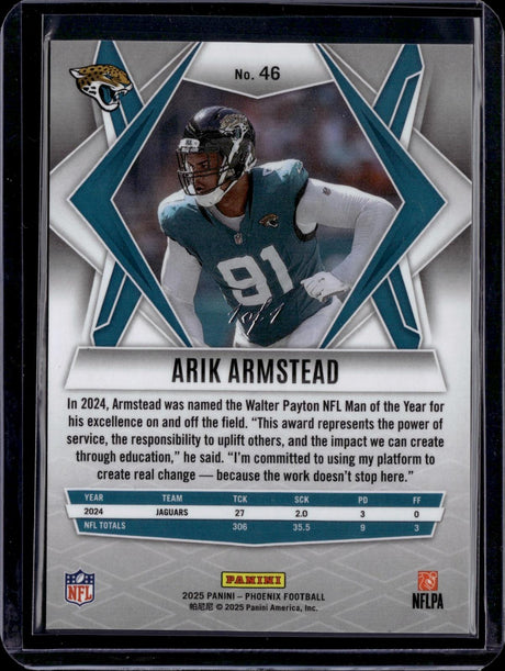 2025 Panini Phoenix #46 Arik Armstead Black Lazer Prizm 1/1