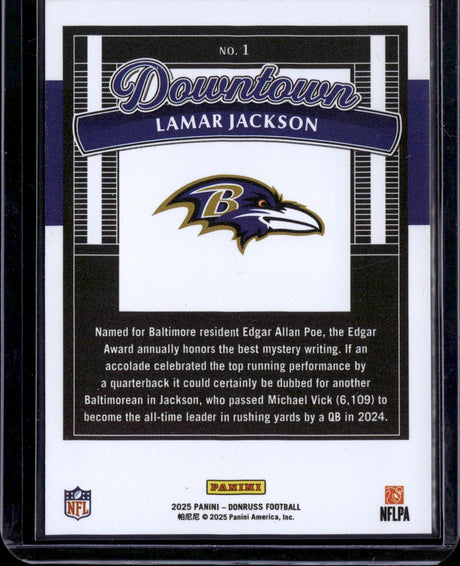 2025 Donruss #1 Lamar Jackson Downtown!