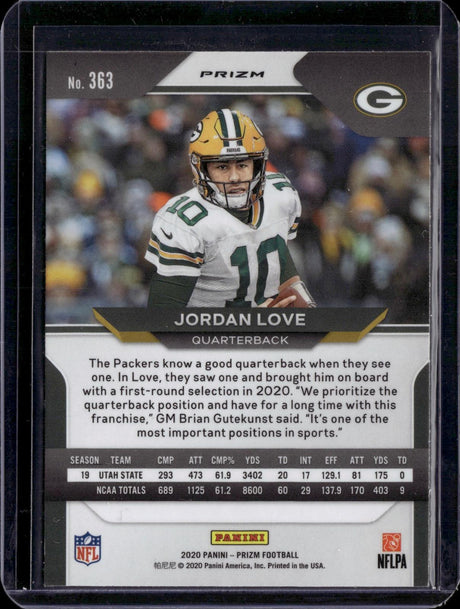 2020 Panini Prizm #363 Jordan Love Orange Lazer