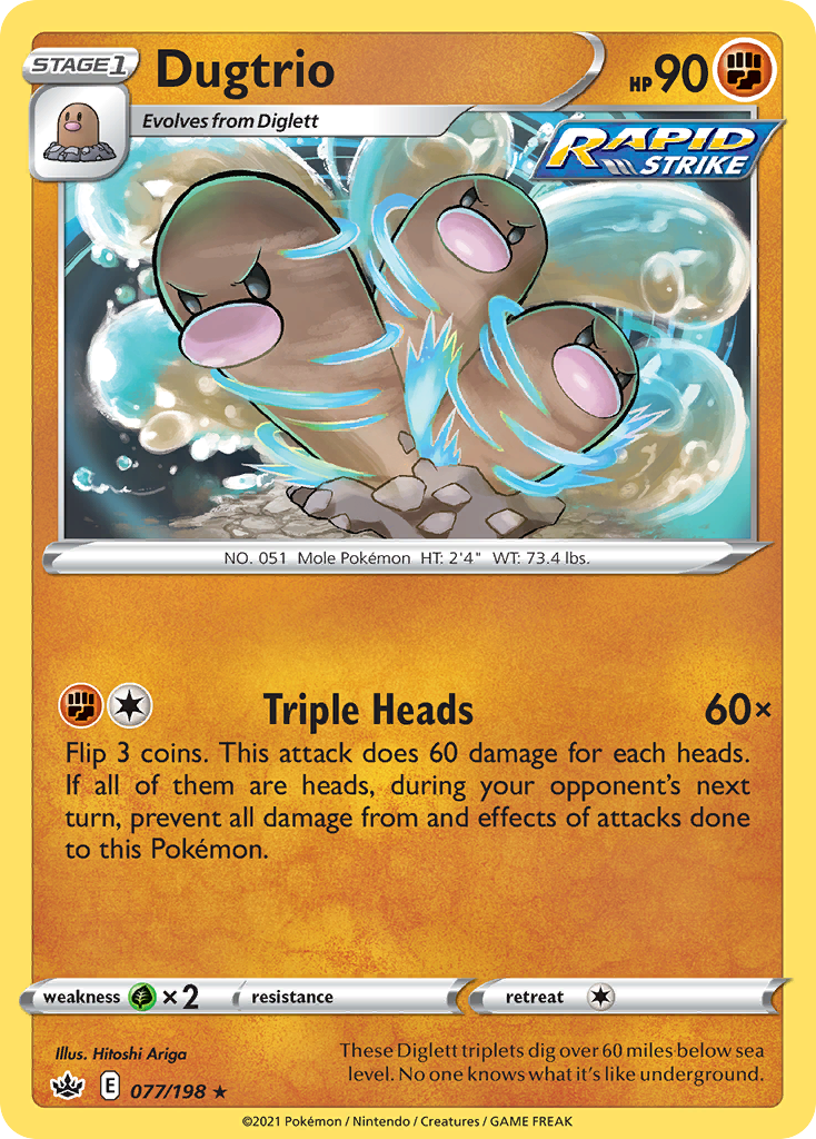 Dugtrio (77/198) - [Reverse Holo] Chilling Reign (CRE)