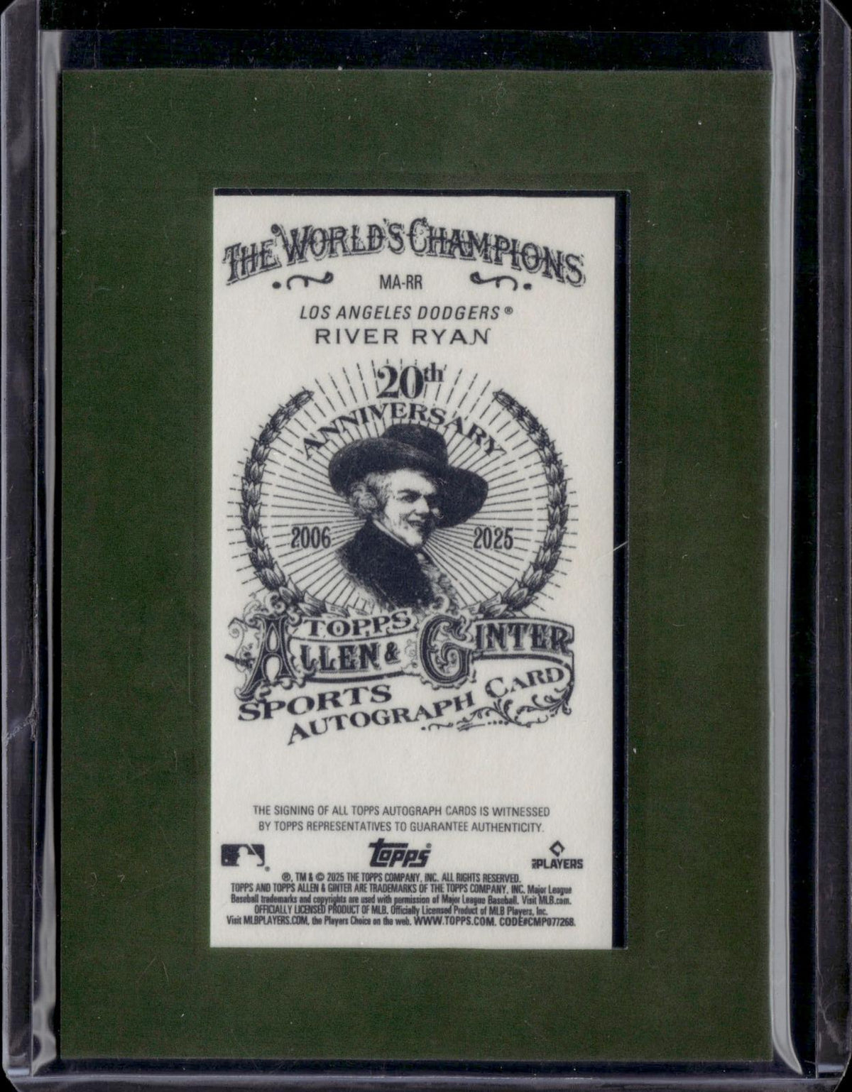 2025 Topps Allen & Ginter River Ryan Framed Mini Auto Green /50
