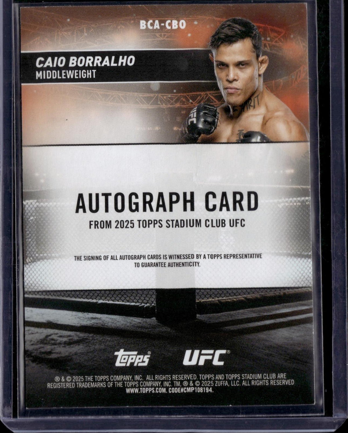2025 Stadium Club UFC Caio Borralho Base Auto Red /50