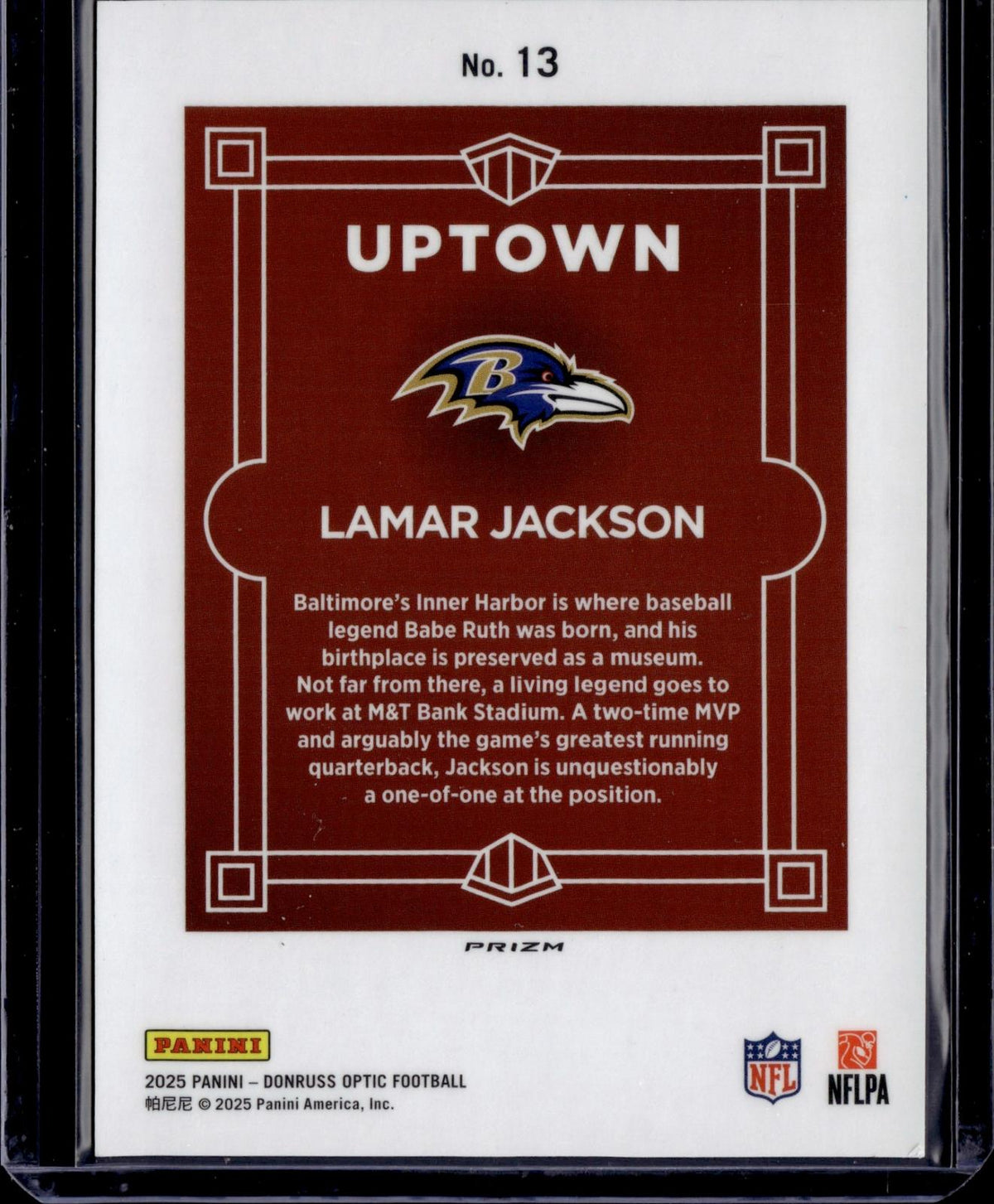 2025 Donruss Optic #13 Lamar Jackson Uptown