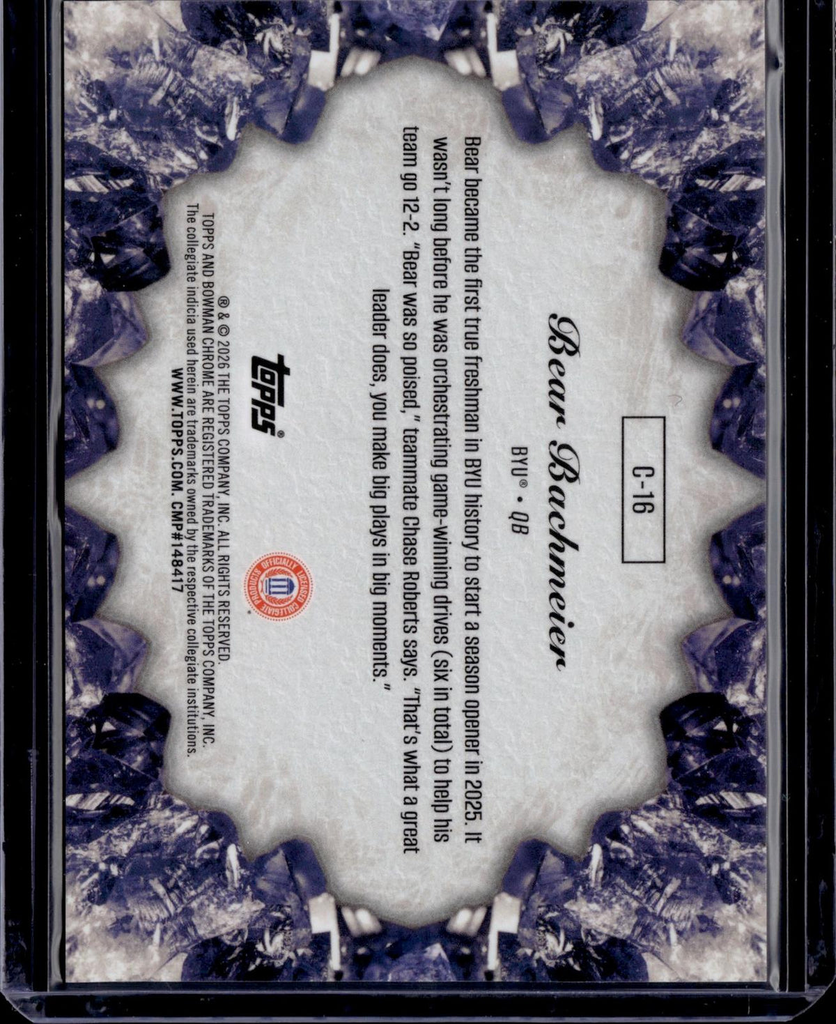 2026 Bowman #C-16 Bear Bachmeier Crystallized
