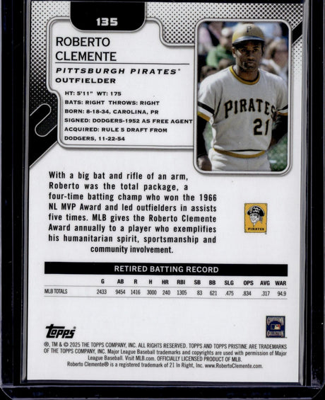 2025 Topps Pristine #135 Roberto Clemente Pristine Gold /50 Jersey #