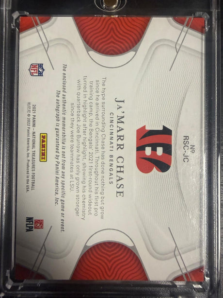 2021 Panini National Treasures Ja'Marr Chase Rookie NFL Gear Auto /25
