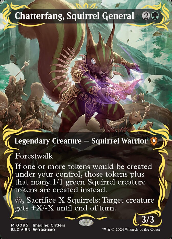 Chatterfang, Squirrel General - [Raised Foil, Borderless] Bloomburrow Commander (BLC)