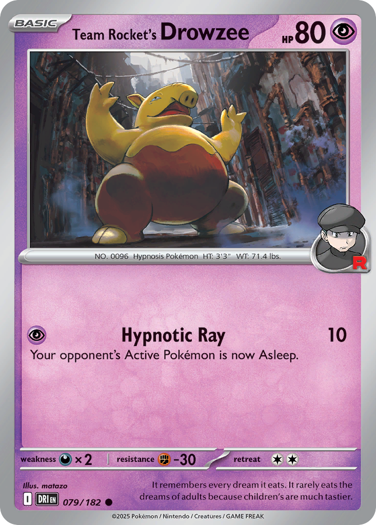 Team Rocket's Drowzee (79/182) - [Reverse Holo] Destined Rivals (DRI)