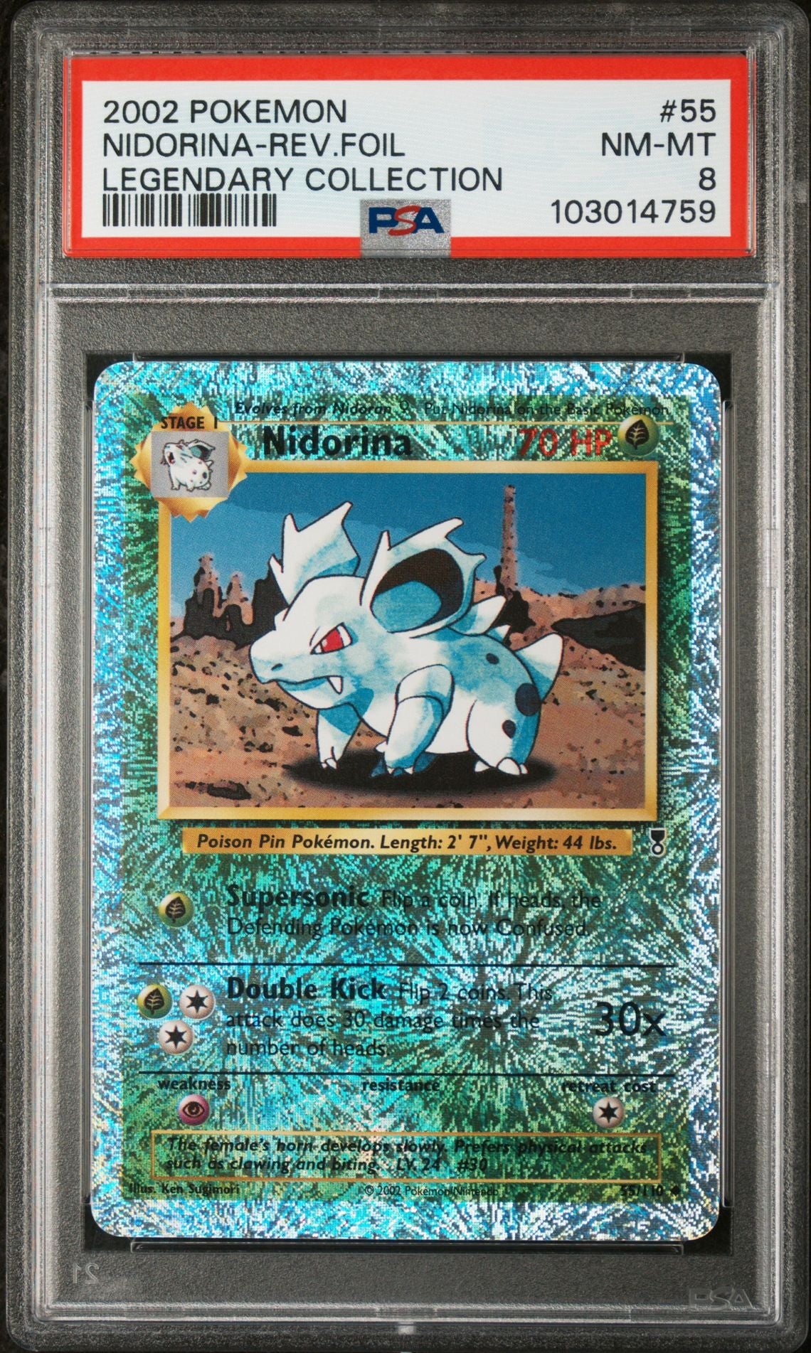 Nidorina #55 - [Reverse Holo, Graded PSA 8] Legendary Collection